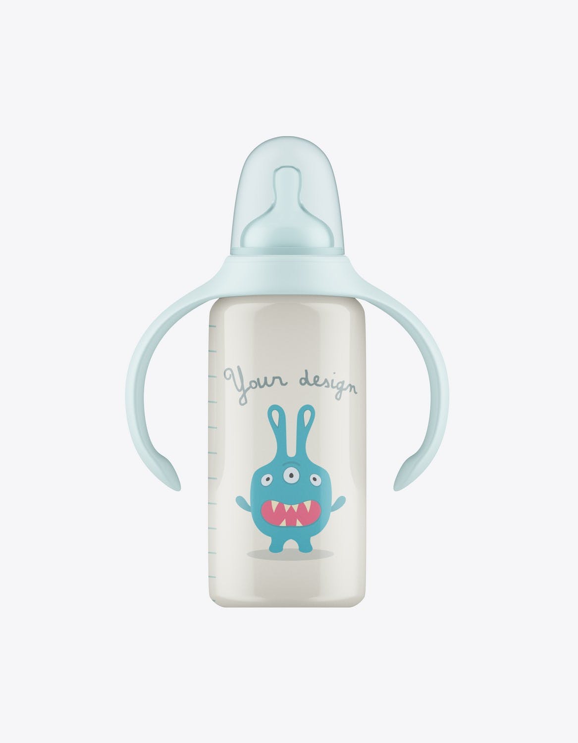 带把手的婴儿奶瓶包装设计样机 Baby Bottle with Handles Mockup 样机素材 第10张