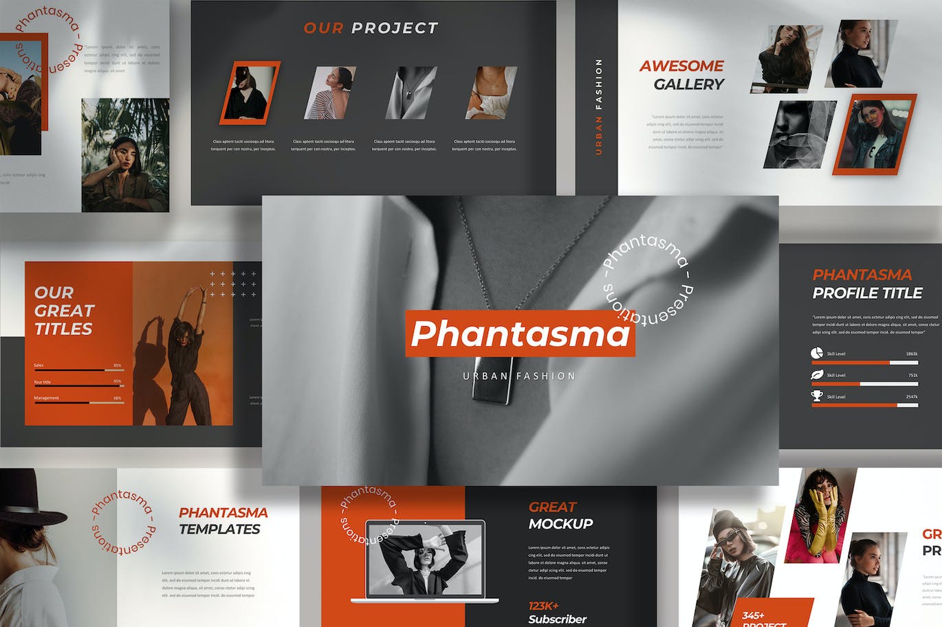 时尚都市项目推广PPT幻灯片设计模板 Phantasma – Powerpoint Template 幻灯图表 第1张