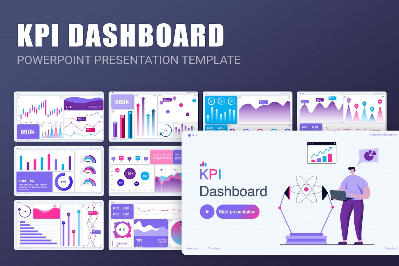 KPI数据仪表盘演示文稿PPT模板 KPI Dashboard PowerPoint Template 幻灯图表 第1张