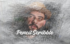 铅笔涂鸦照片特效PS图层样式 Pencil Scribble Photo Effect