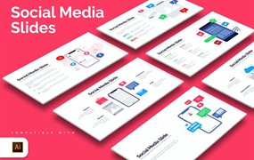 营销社交媒体信息图表设计AI矢量模板 Marketing Social Media Illustrator Infographics