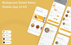 餐厅智能菜单App手机应用程序UI设计素材 Restaurant Smart Menu Mobile App UI Kit