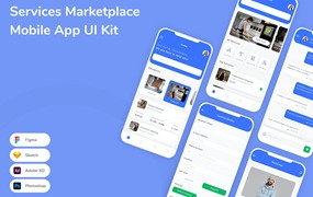 家政服务市场App手机应用程序UI设计素材 Services Marketplace Mobile App UI Kit