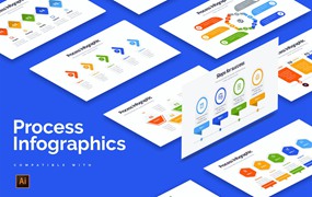 工作流程信息图表设计AI矢量模板 Business Process Illustrator Infographics