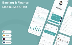 银行与金融App应用程序UI设计模板套件 Banking & Finance Mobile App UI Kit