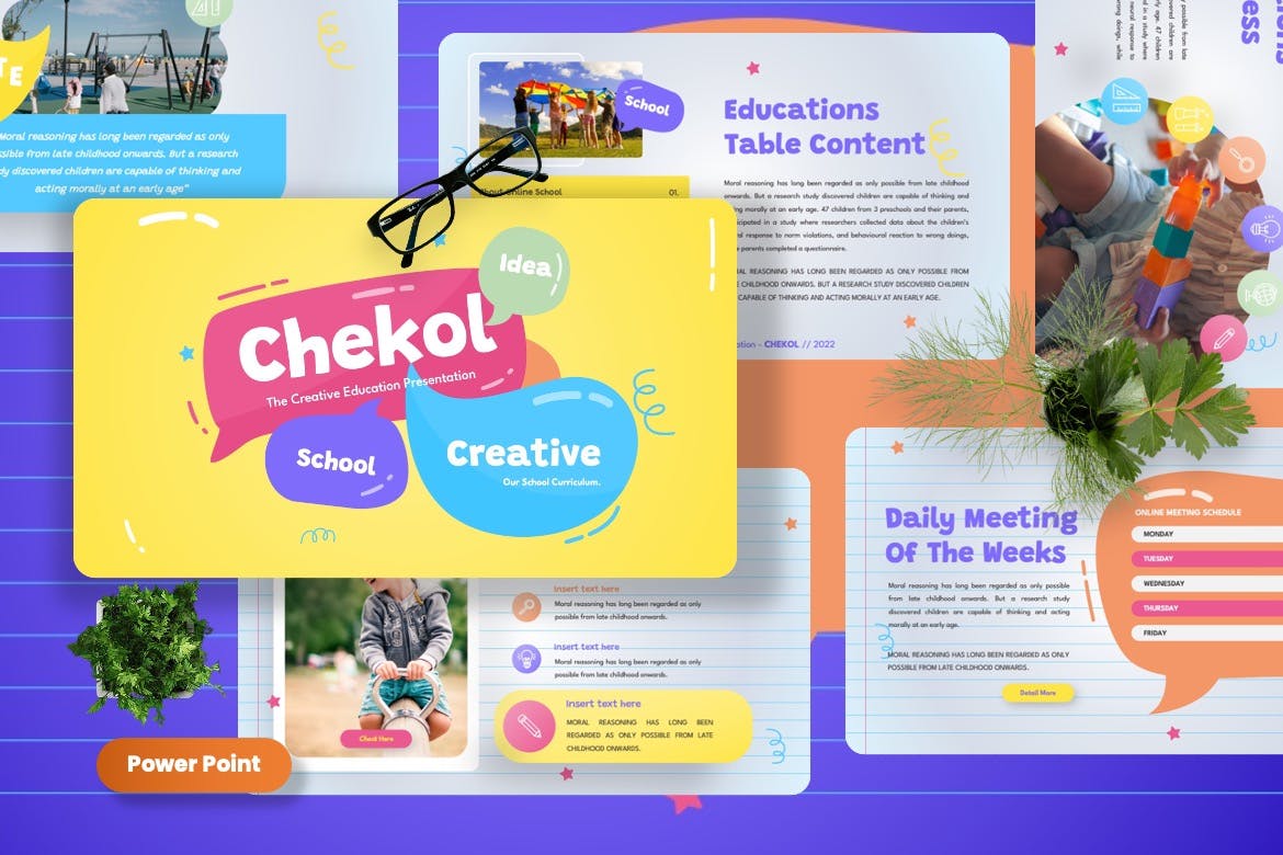 儿童教育创意PPT设计模板 Chekol – Education Creative Powerpoint Template 幻灯图表 第1张