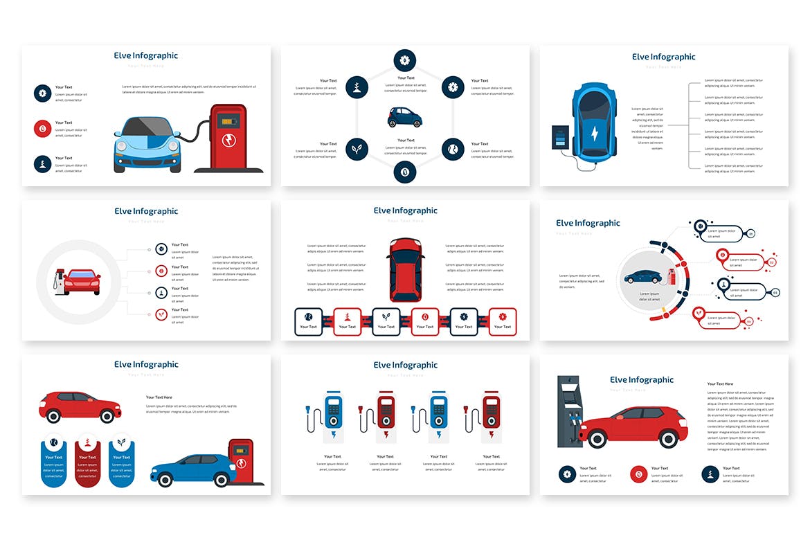 汽车充电信息图表PPT幻灯片模板素材 Elve Infographic – Powerpoint Template 幻灯图表 第2张