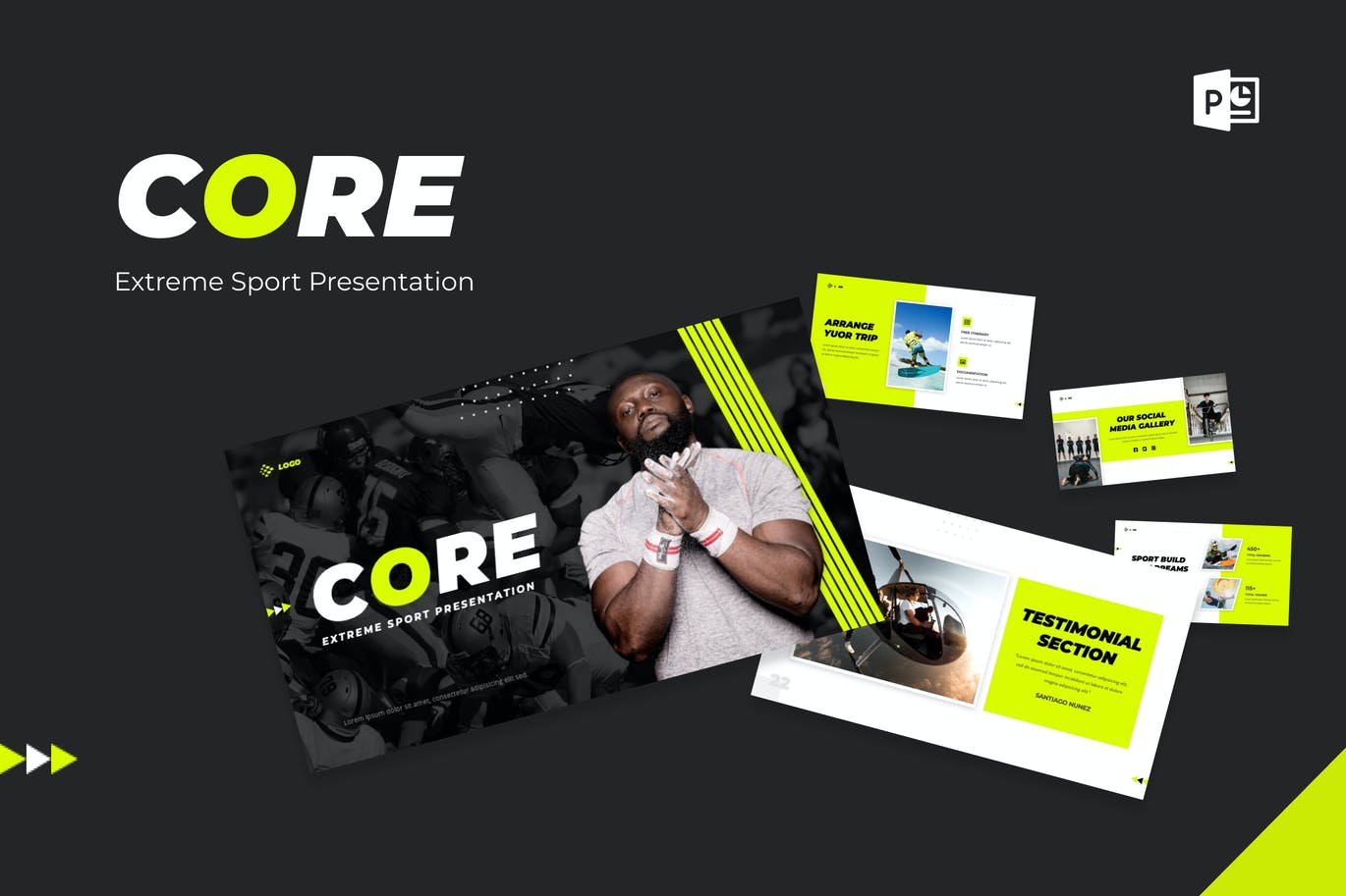 极限运动演示文稿PPT模板 Core – Extreme Sport Presentation Powerpoint 幻灯图表 第1张