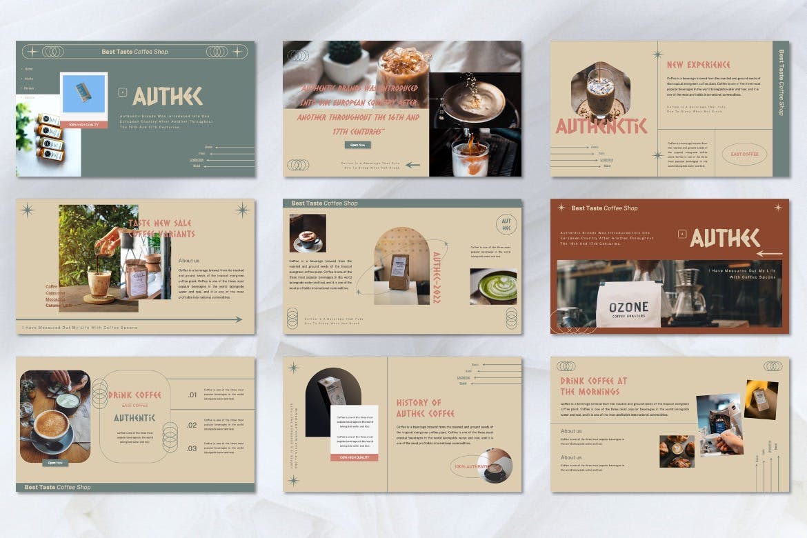 咖啡品牌PPT素材 Authec – Authentic Brands Powerpoint Template 幻灯图表 第3张