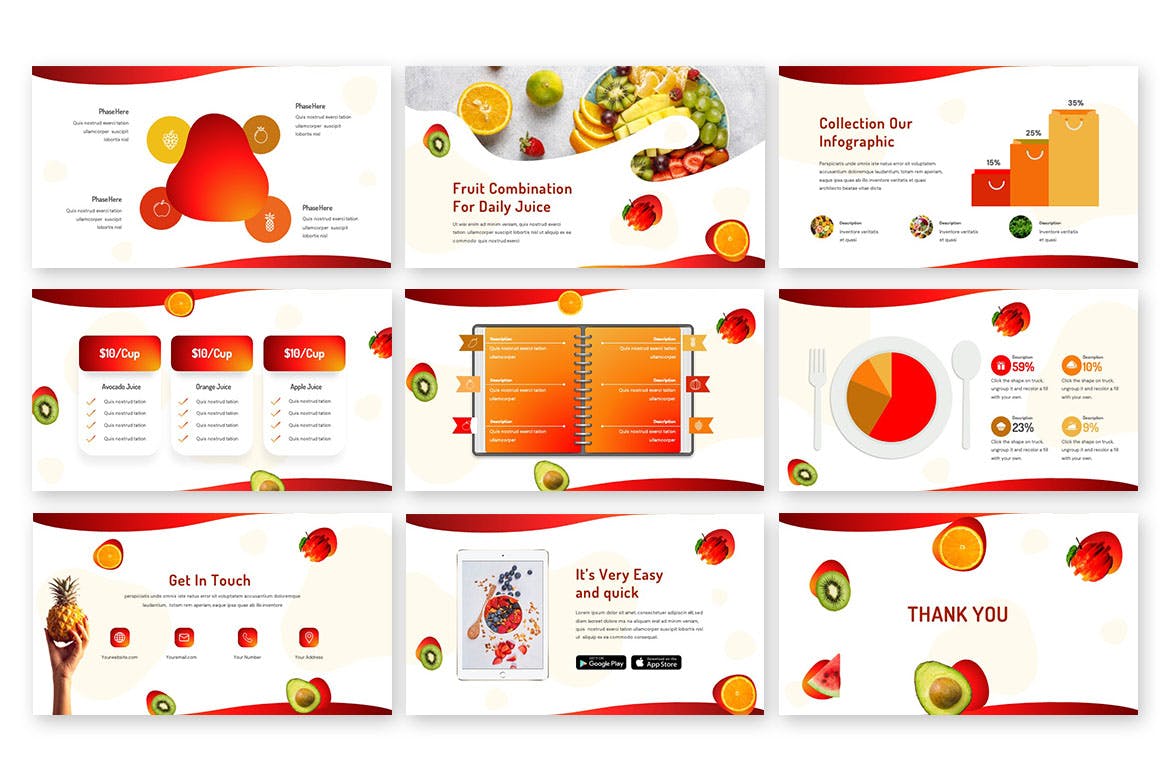 水果食品展示PPT创意模板 Fruitable – Creative Powerpoint Template 幻灯图表 第3张