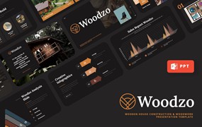 木屋房子建造PPT幻灯片模板下载 Woodzo – Wooden House Powerpoint Template