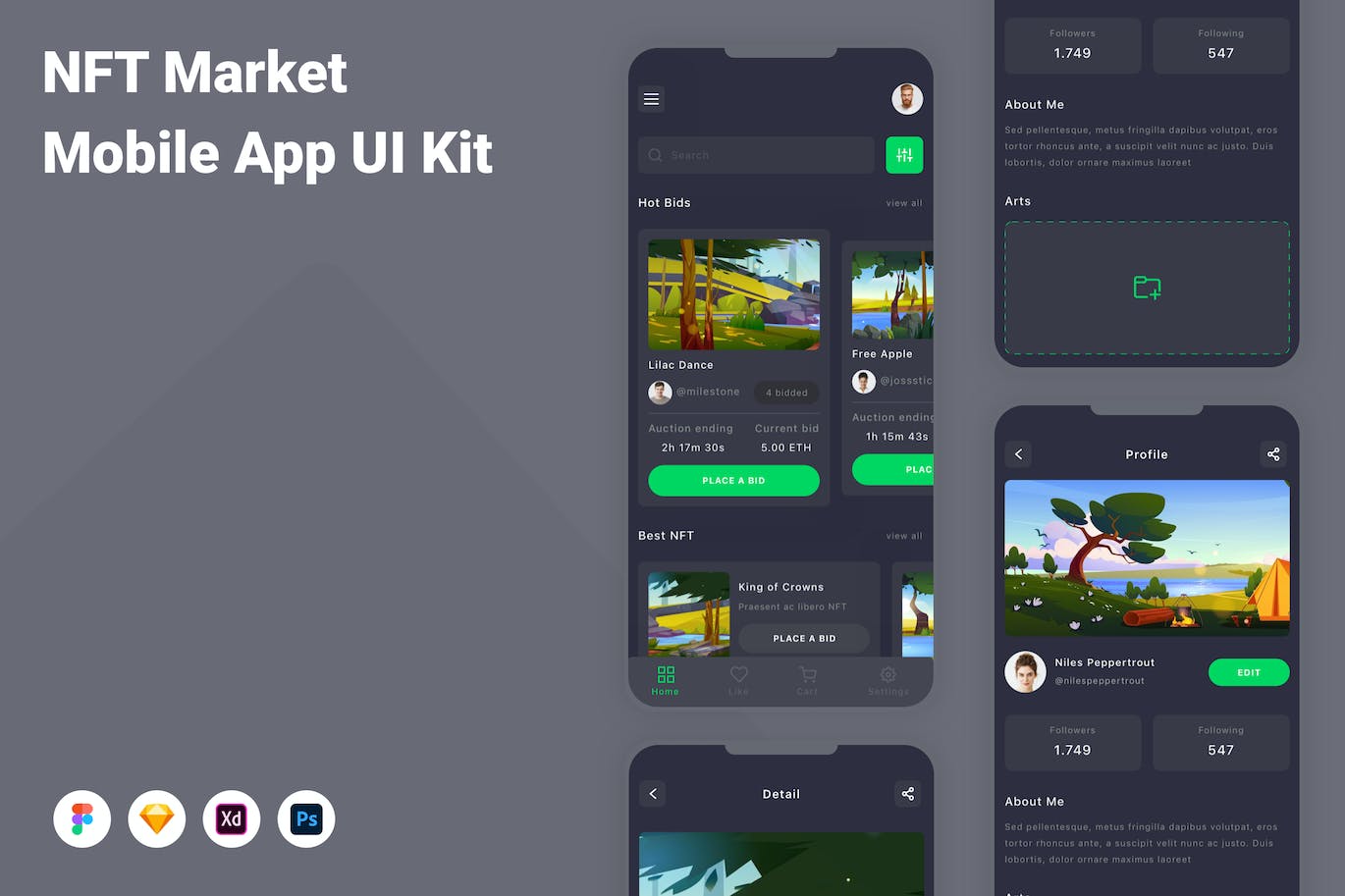 NFT市场应用程序App界面设计UI套件 NFT Market Mobile App UI Kit APP UI 第1张