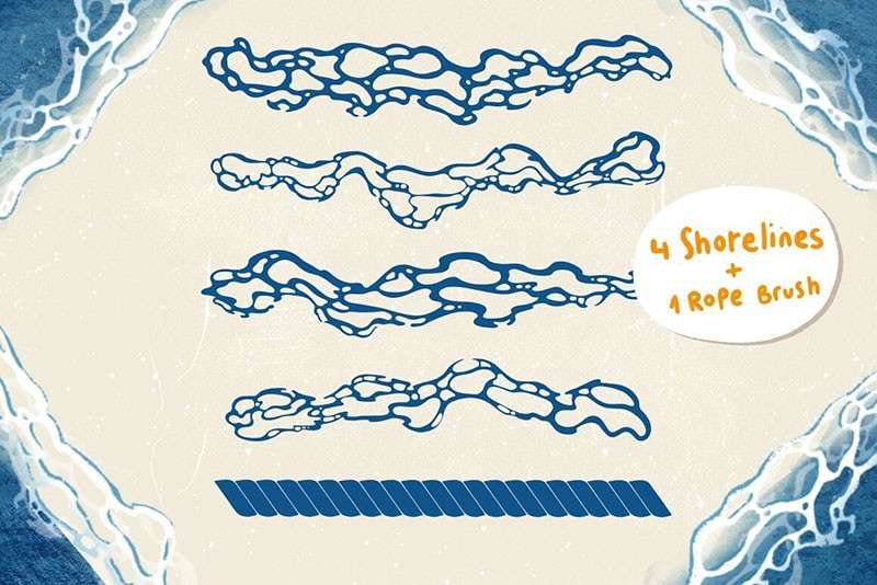 海洋生物卡通线描画Procreate笔刷 笔刷资源 第6张