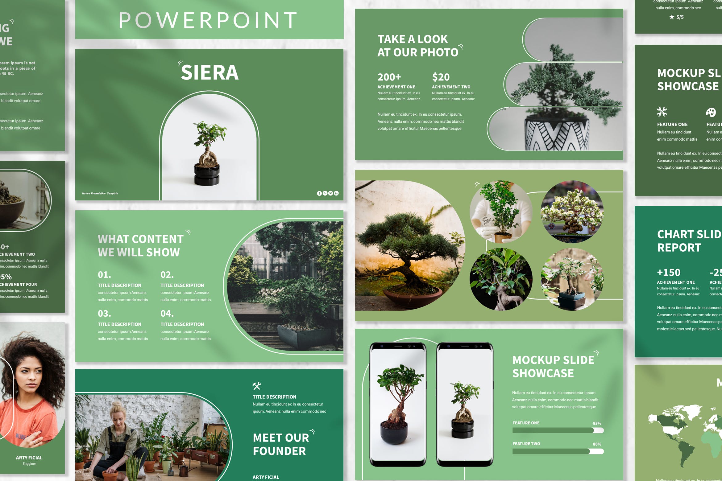 生态植物园艺PPT模板 Siera – Eco Plant Powerpoint Template 幻灯图表 第1张