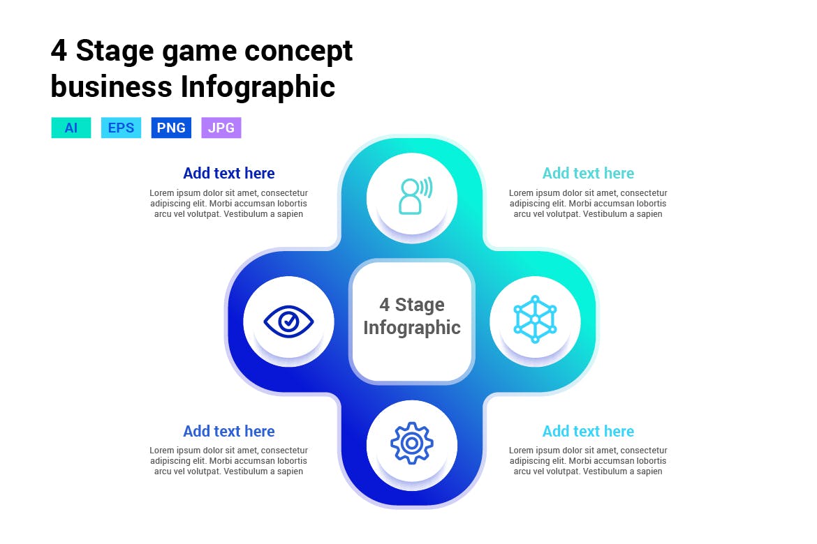 游戏方向键概念信息图表模板 4 Stage game concept infographic 幻灯图表 第2张