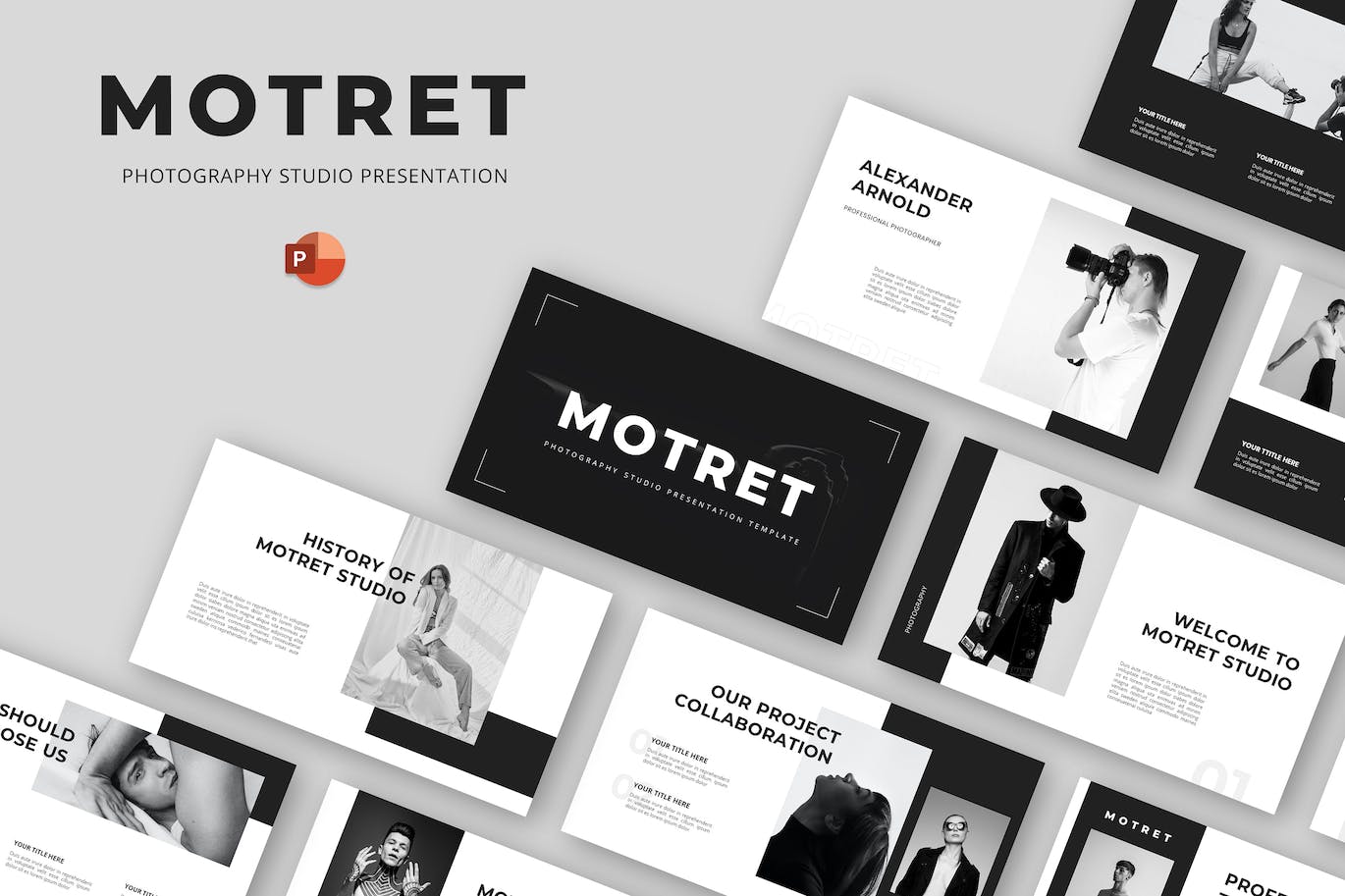 摄影工作室PPT演示文稿 Motret – Photography Studio Powerpoint Template 幻灯图表 第1张