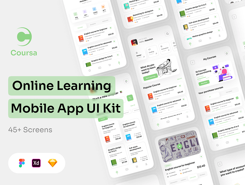 在线学习课程App移动应用程序 UI 套件 APP UI 第1张