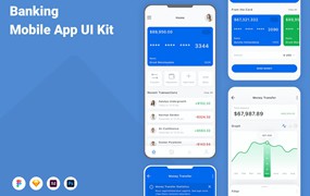 银行金融应用程序App界面设计UI套件 Banking Mobile App UI Kit