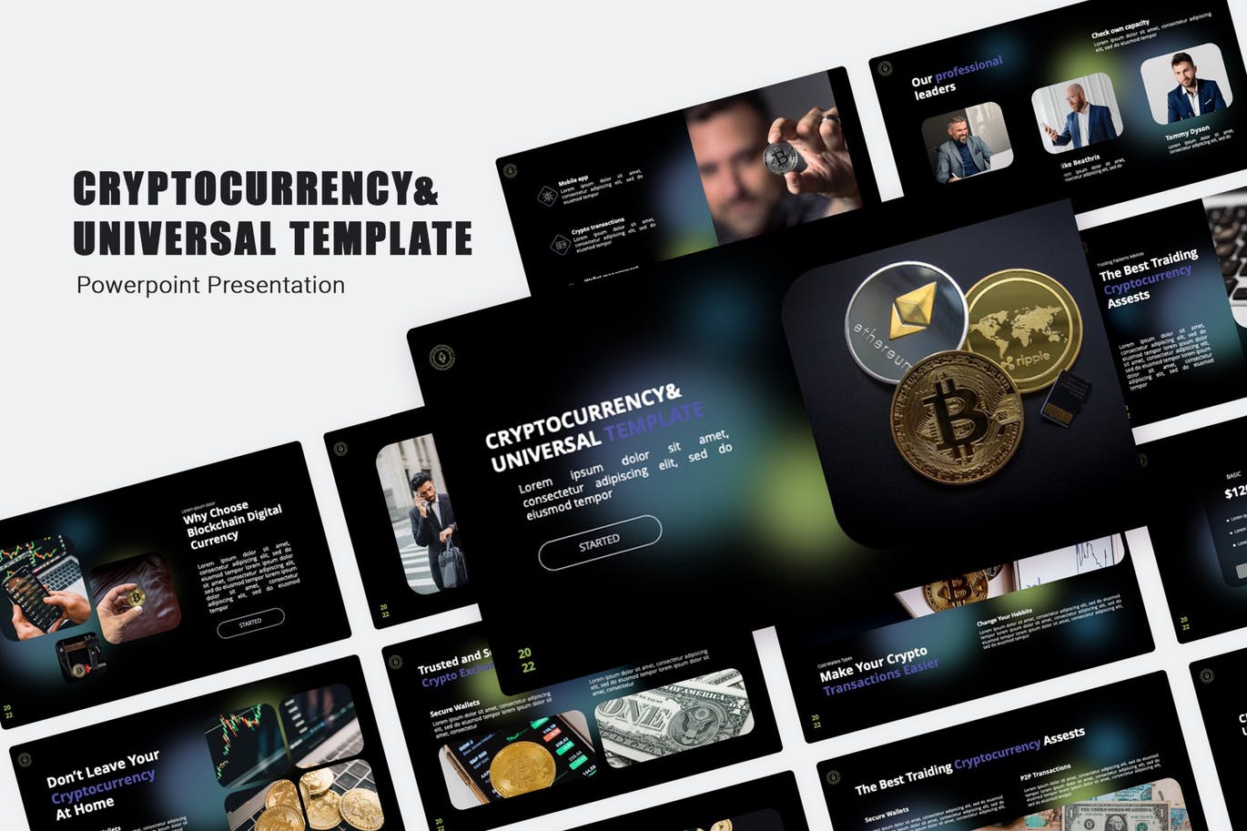 加密货币金融演示PPT模板 Cryptocurrency PowerPoint Template 幻灯图表 第1张