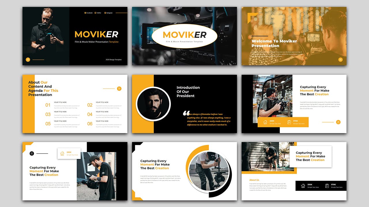 影视和电影制作PowerPoint演示模板 Moviker – Film & Movie Maker PowerPoint Template 幻灯图表 第6张