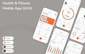 健康与健身应用程序App界面设计UI套件 Health & Fitness Mobile App UI Kit