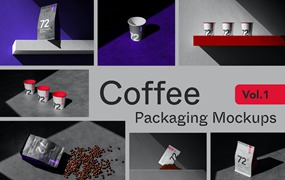 咖啡袋&纸杯品牌包装样机v1 Origin Coffee Packaging Mockups Vol. 1