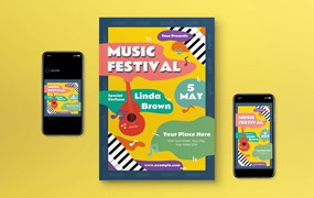 音乐节活动传单模板 Music Festival Flyer Set