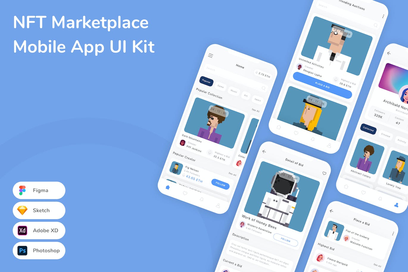 NFT市场App应用程序UI设计模板套件 NFT Marketplace Mobile App UI Kit APP UI 第1张