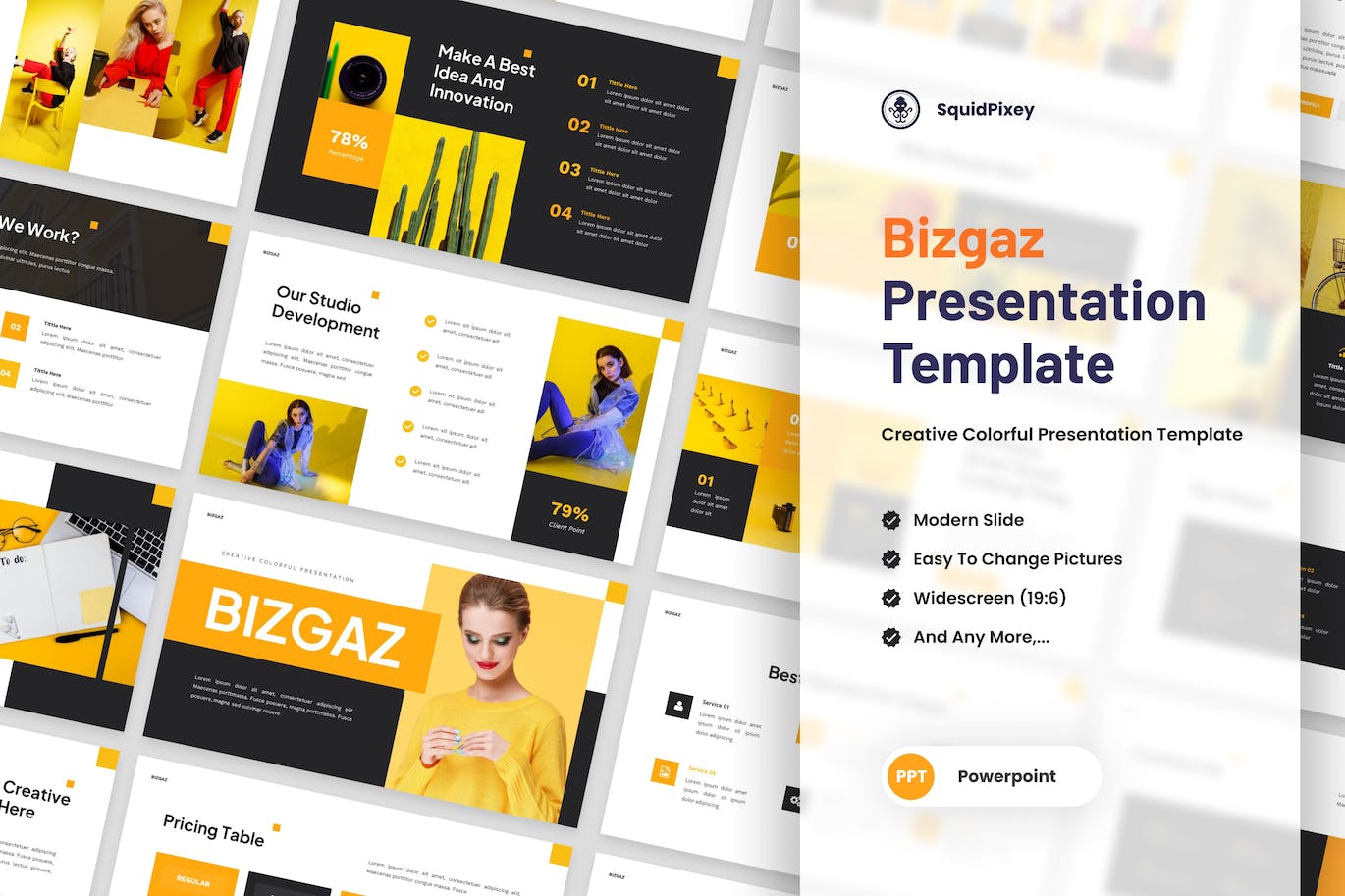 创意多彩演示文稿PPT模板 Bizgaz – Creative Colorful Powerpoint Template 幻灯图表 第1张