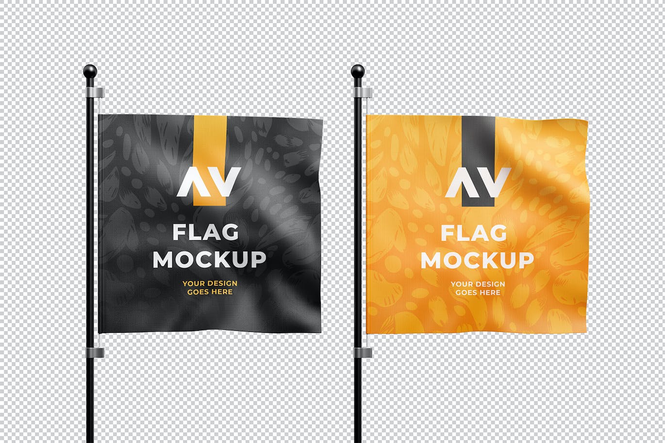 方形旗帜品牌设计样机 Square Flag Mockup 样机素材 第2张