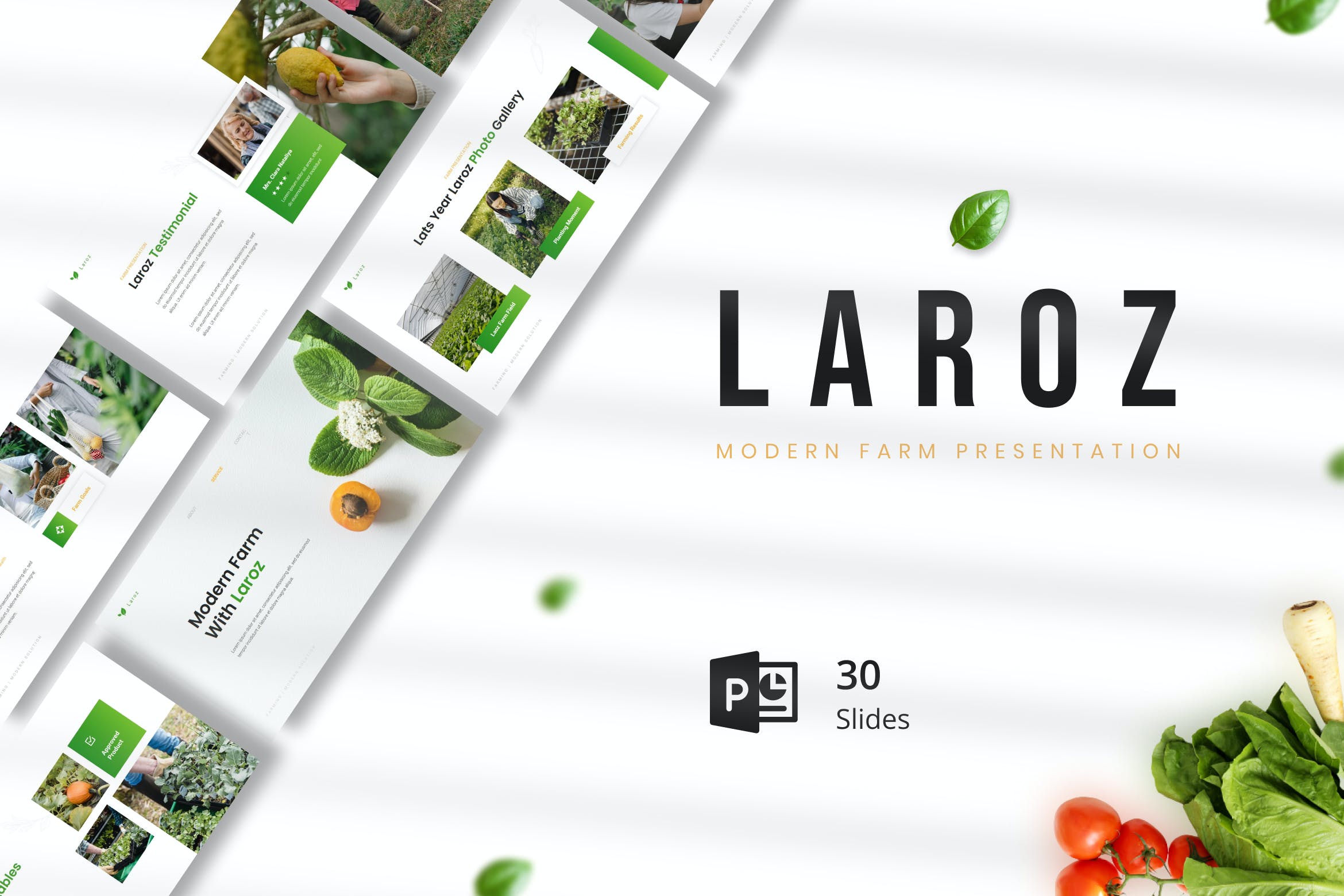 现代农场农产品PPT幻灯片模板 Laroz – Modern Farm Presentation PowerPoint 幻灯图表 第1张