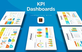 营销KPI仪表盘信息图表设计AI矢量模板 Marketing KPI Dashboard Illustrator Infographics