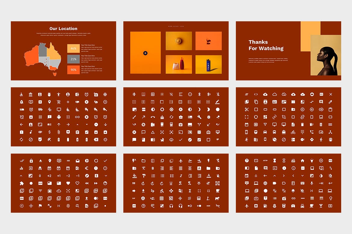 创意橙色主题PPT幻灯片模板下载 Azkei : Creative Orange Powerpoint Template 幻灯图表 第2张
