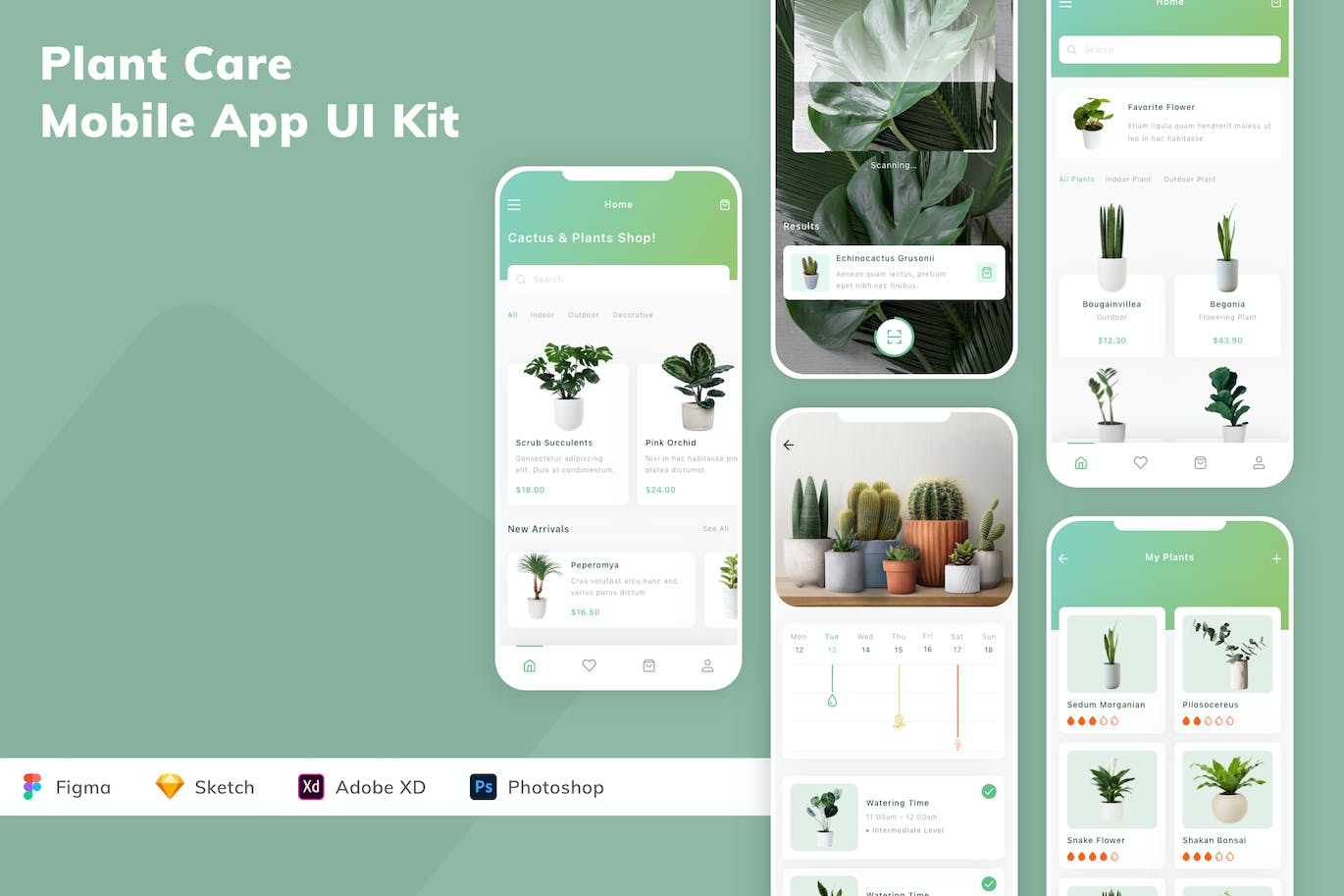 植物护理应用程序App界面设计UI套件 Plant Care Mobile App UI Kit APP UI 第1张