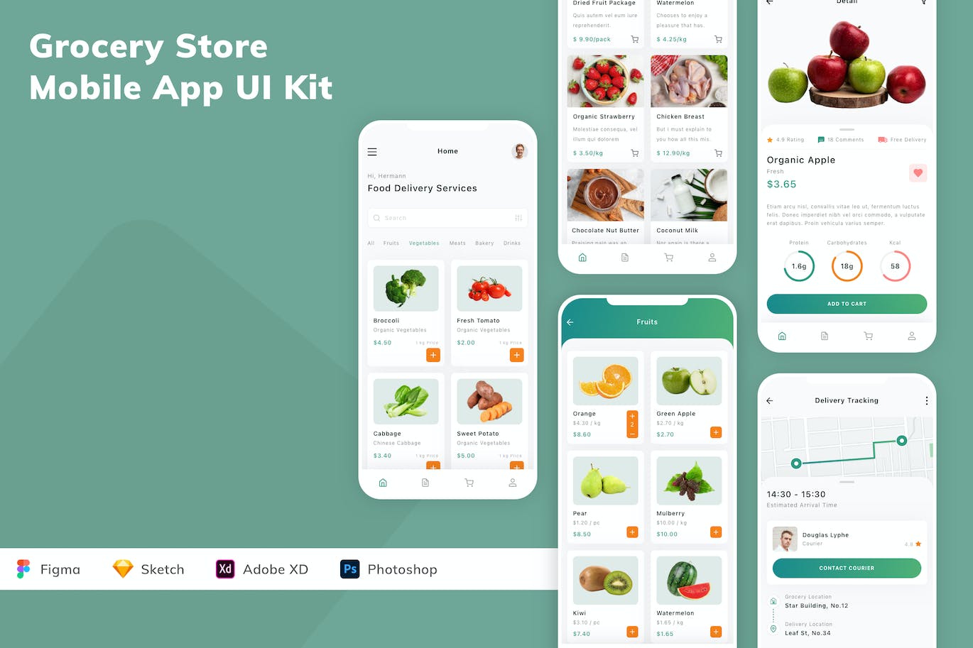 蔬菜水果店App应用程序UI设计模板套件 Grocery Store Mobile App UI Kit APP UI 第1张