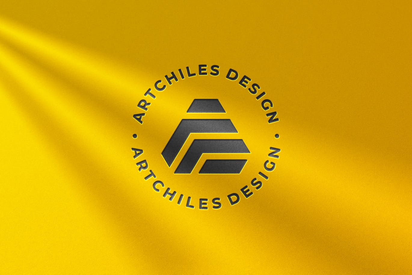 黄色浮雕工艺Logo设计样机 Embossed Logo Mockup 样机素材 第1张
