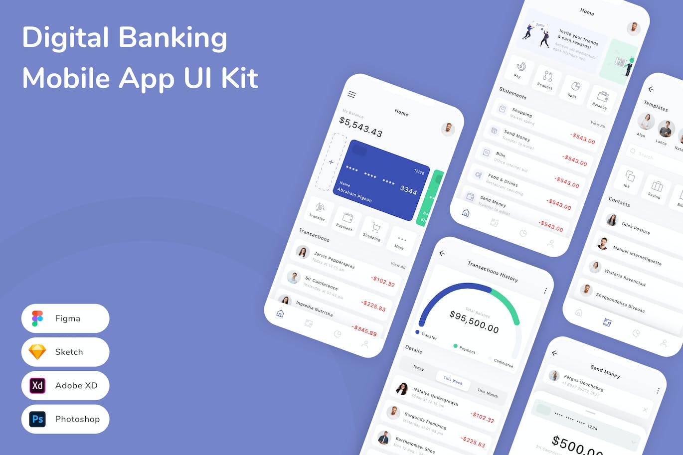 数字银行App手机应用程序UI设计素材 Digital Banking Mobile App UI Kit APP UI 第1张