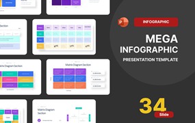 矩阵图和信息图表PPT创意模板 Matrix & Minimal Infographic PowerPoint Template