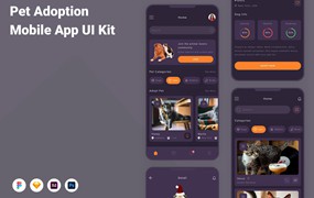 宠物领养App应用程序UI设计模板套件 Pet Adoption Mobile App UI Kit