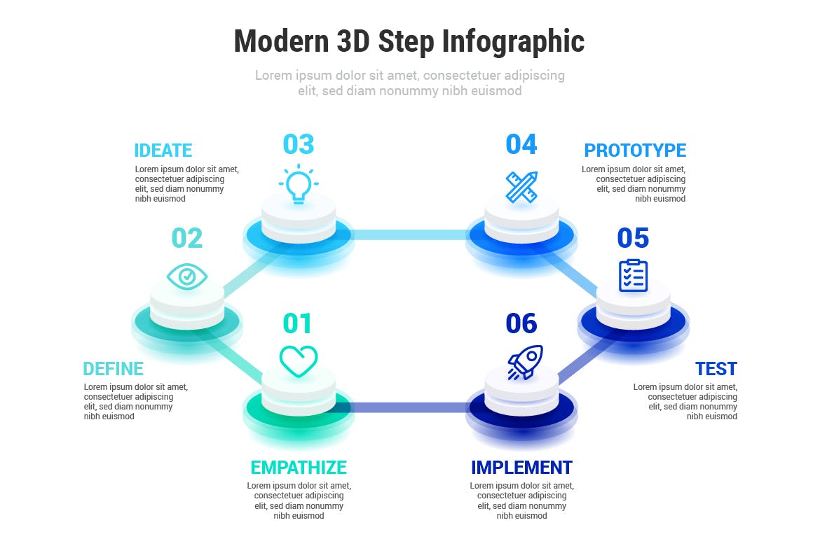 现代3D步骤信息图表设计模板 Modern 3D Step Infographic 幻灯图表 第4张