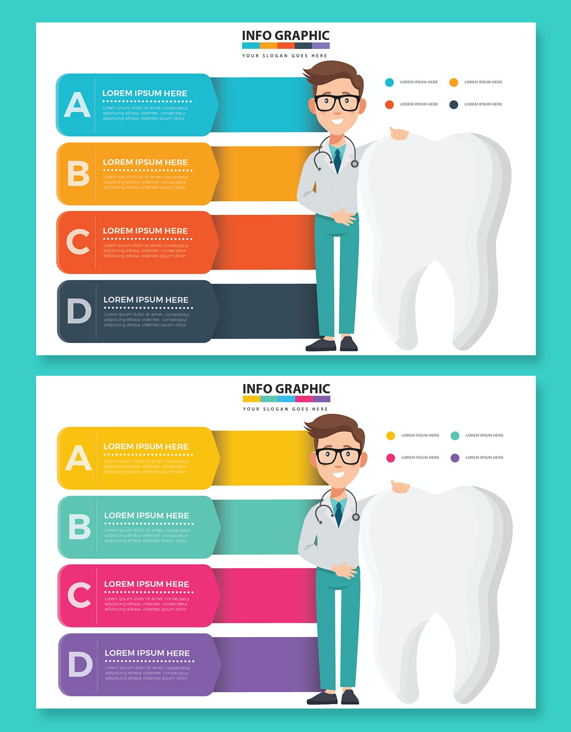牙齿和医生信息图表设计素材 Tooth And Doctor Infographics 幻灯图表 第3张