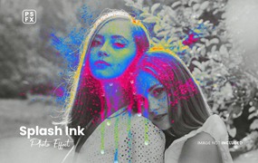 飞溅墨水照片特效PS图层样式 Splash Ink Photo Effect