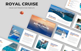 游轮航海旅行PPT模板 Royal Cruise – Cruise Ship Powerpoint Template