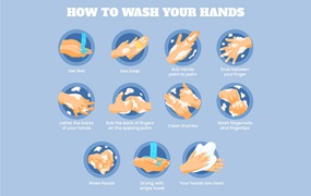 洗手步骤信息图表插画模板 Step of Washing Hands Infographic