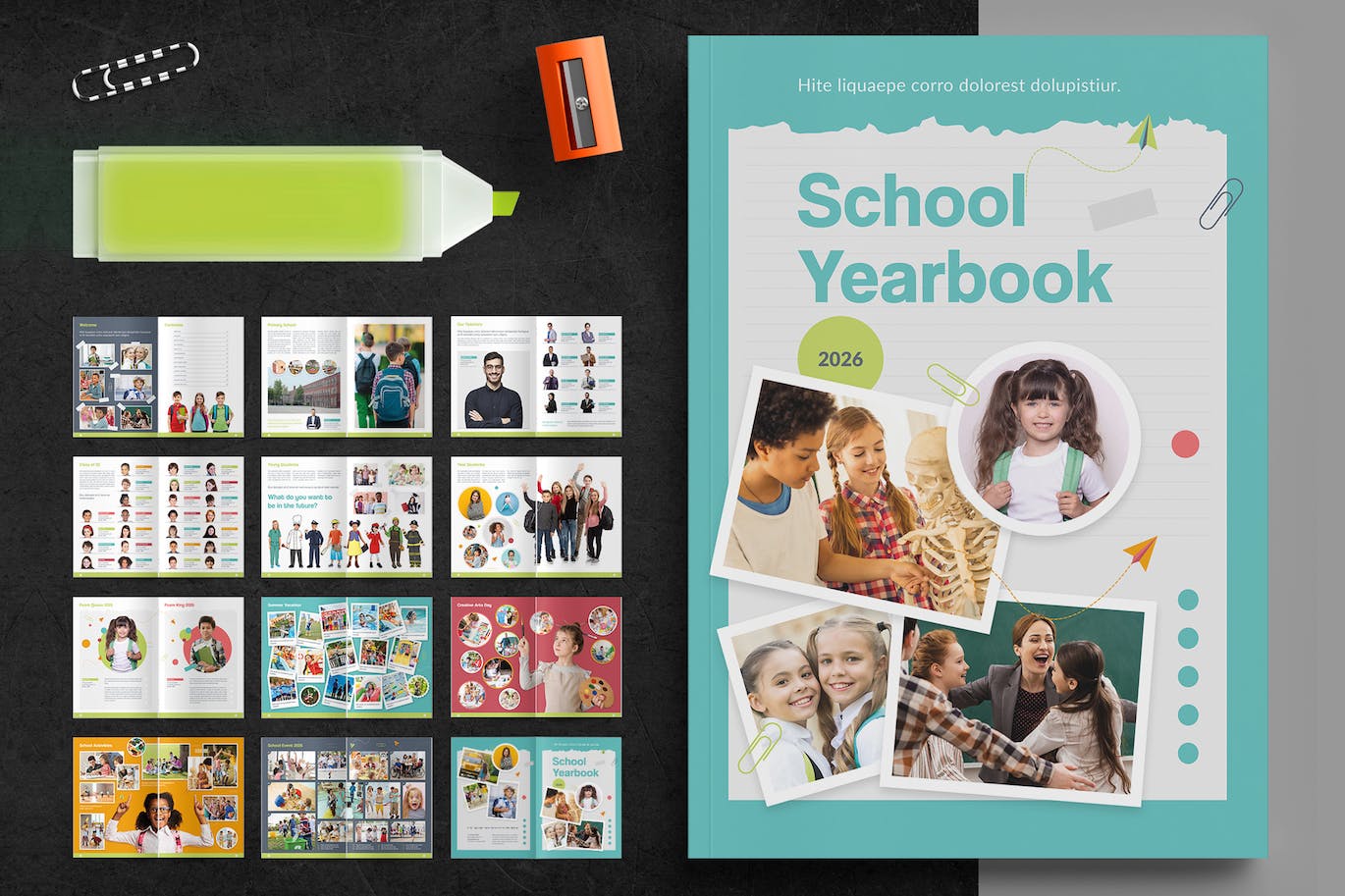 多彩创意的学校年鉴相册杂志模板 School Yearbook 设计素材 第1张