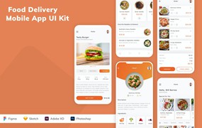 食品配送外卖App手机应用程序UI设计素材 Food Delivery Mobile App UI Kit
