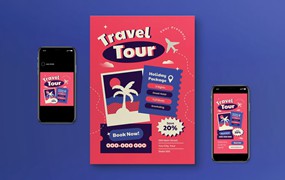 旅行团推广海报模板 Travel Tour Flyer Set