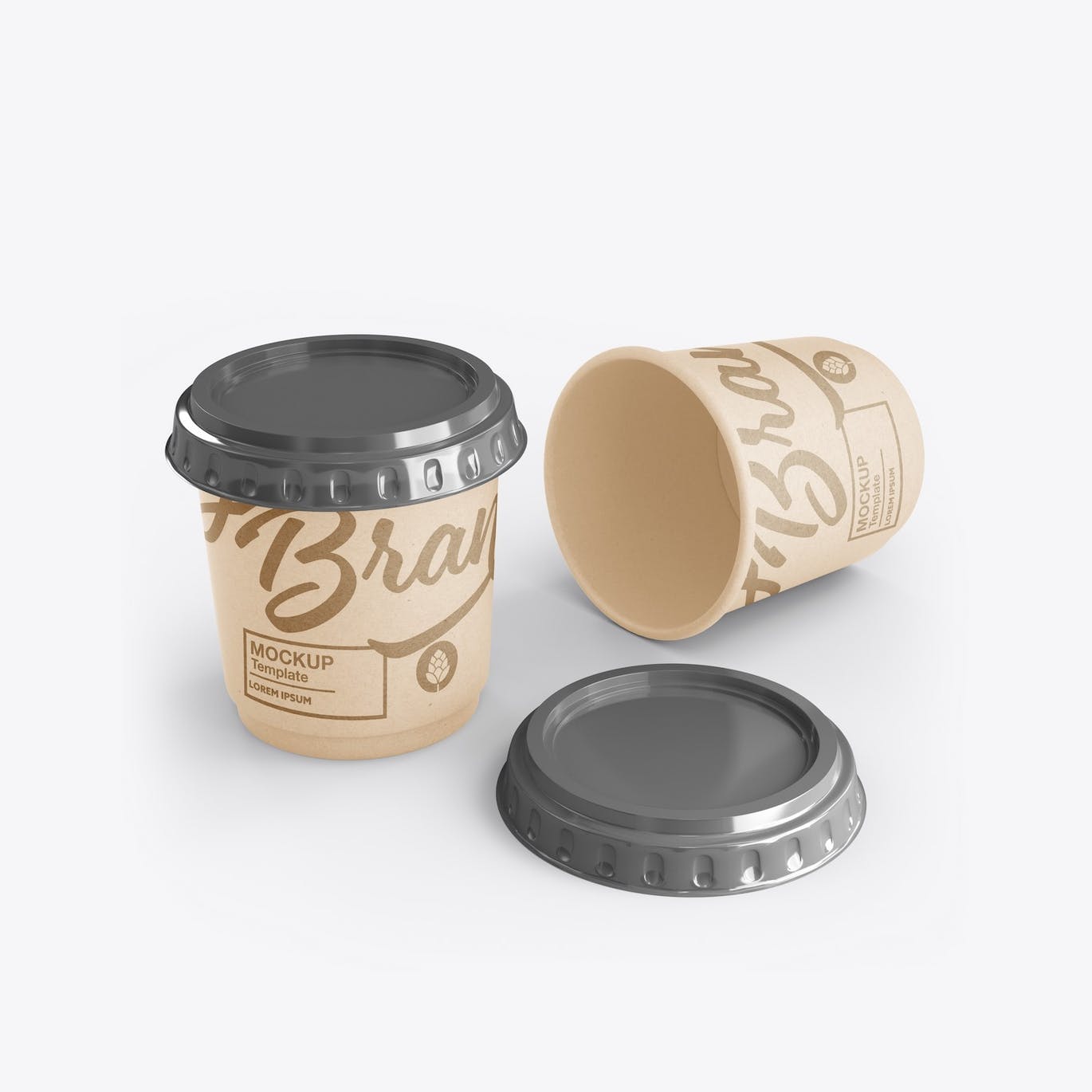 盖子纸咖啡杯品牌包装设计样机套装 Set Paper Coffee Cup With Sleeve Mockup 样机素材 第5张