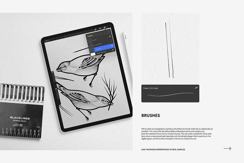 16个专业勾线笔画笔Procreate笔刷 笔刷资源 第4张