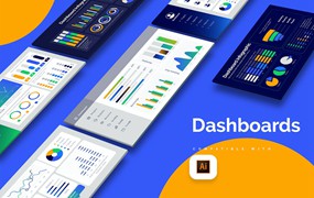 商业仪表盘信息图表设计AI矢量模板 Business Dashboard Illustrator Infographics